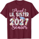 Proud Lil Sister of A Class of 2027 Senior Graduation 27 T-Shirt - T-Shirt | Maroon