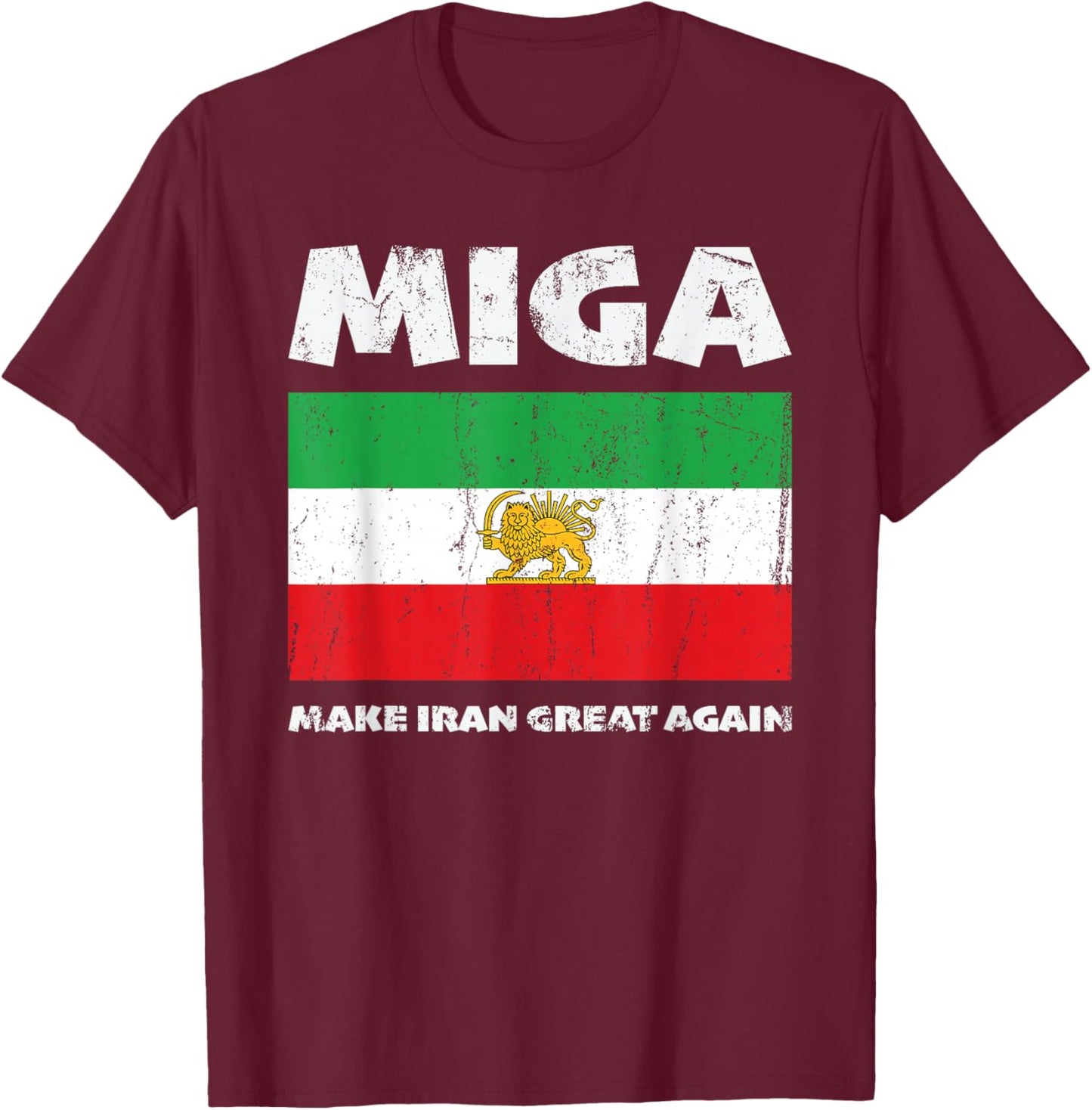 MIGA Make Iran Great Again Iran Flag Lion Men Women Kids T-Shirt - T-Shirt | Maroon