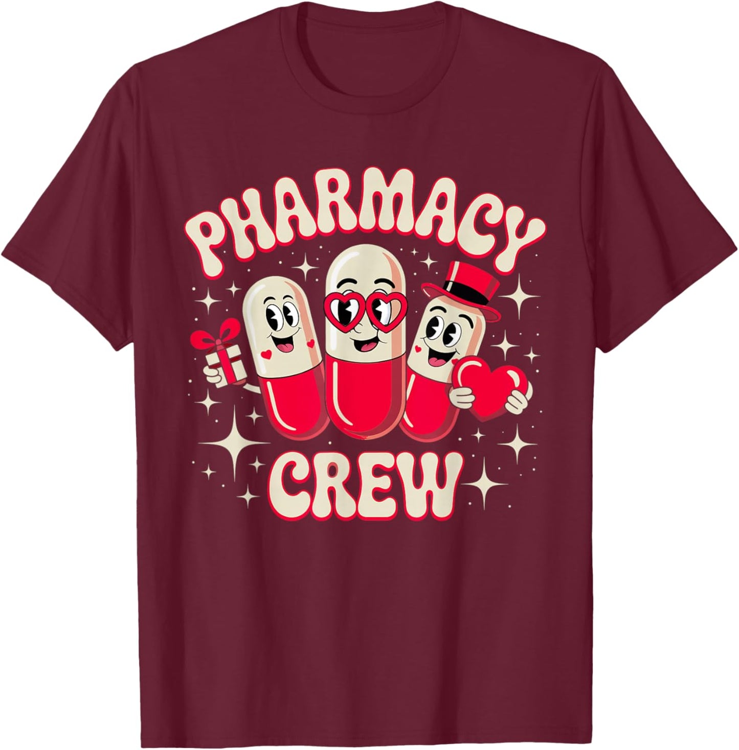 Pharmacy Crew Valentine for Pharmacist Technician T-Shirt - T-Shirt | Maroon