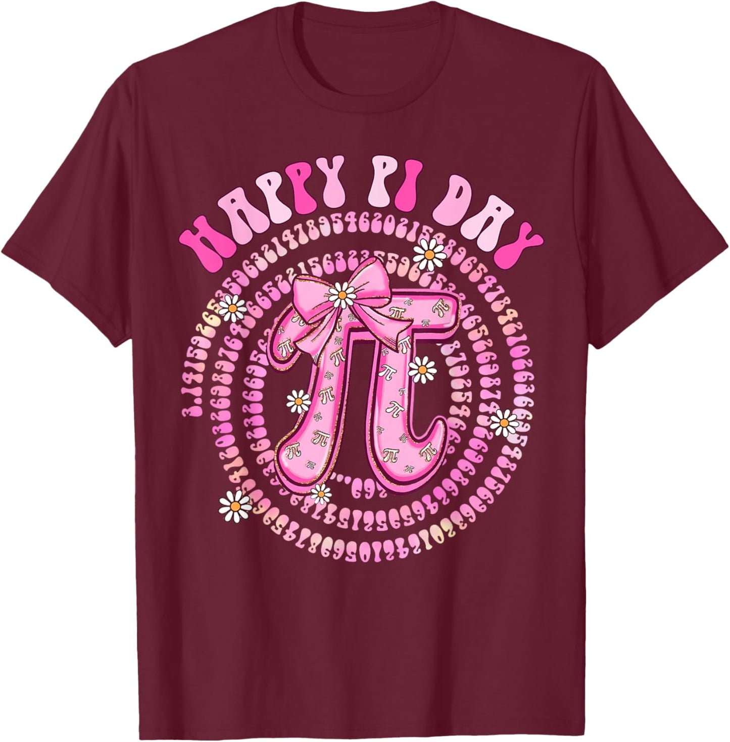 Happy Pi Day Girls Bow Math Pi Be Irrational Teacher Women T-Shirt - T-Shirt | Maroon