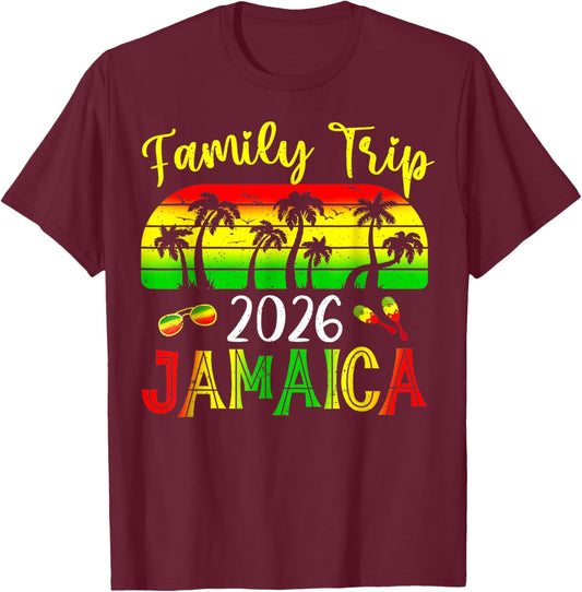 Family Trip Jamaica 2026 Summer Vacation Beach Matching T-Shirt - T-Shirt | Maroon