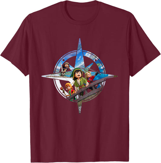 Dragon Quest VII Reimagined Compass Rose T-Shirt - T-Shirt | Maroon