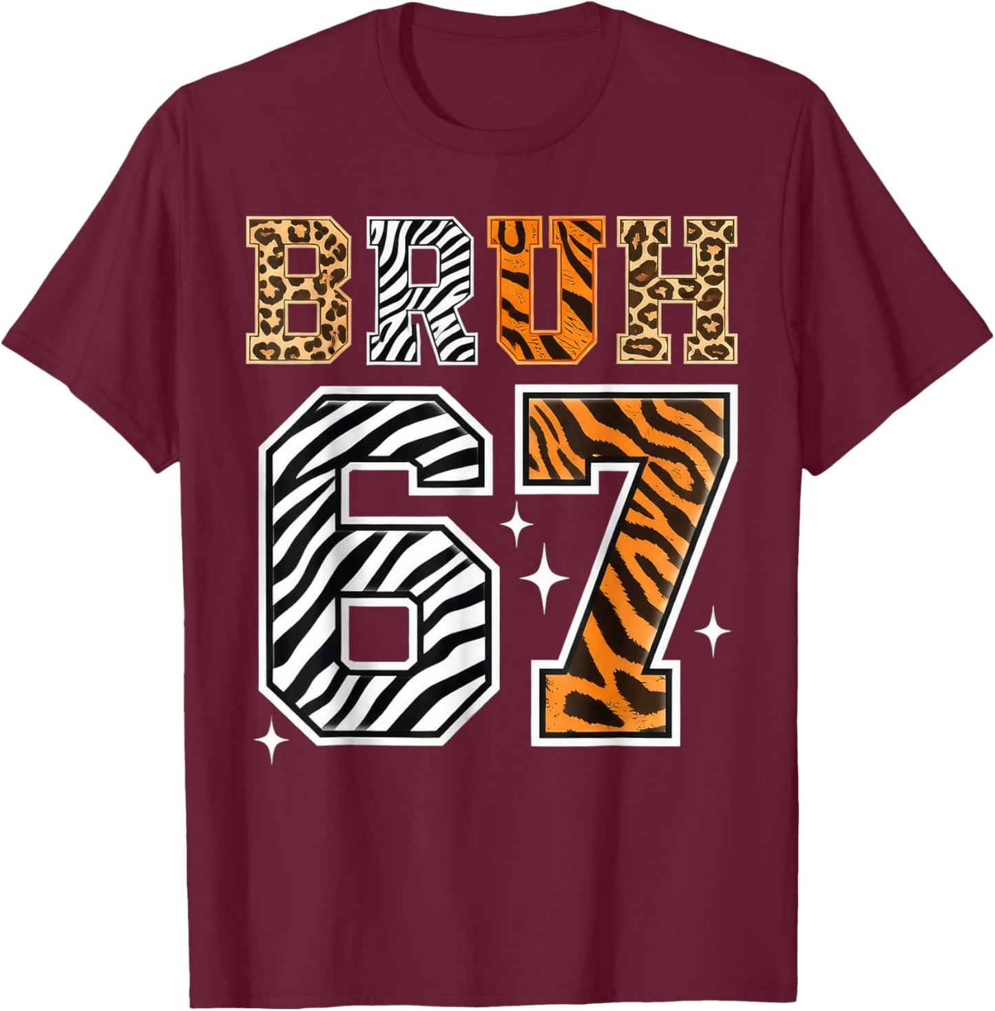 Bruh 67 Meme Safari Animals Wildlife Zookeeper Boy Kids T-Shirt - T-Shirt | Maroon