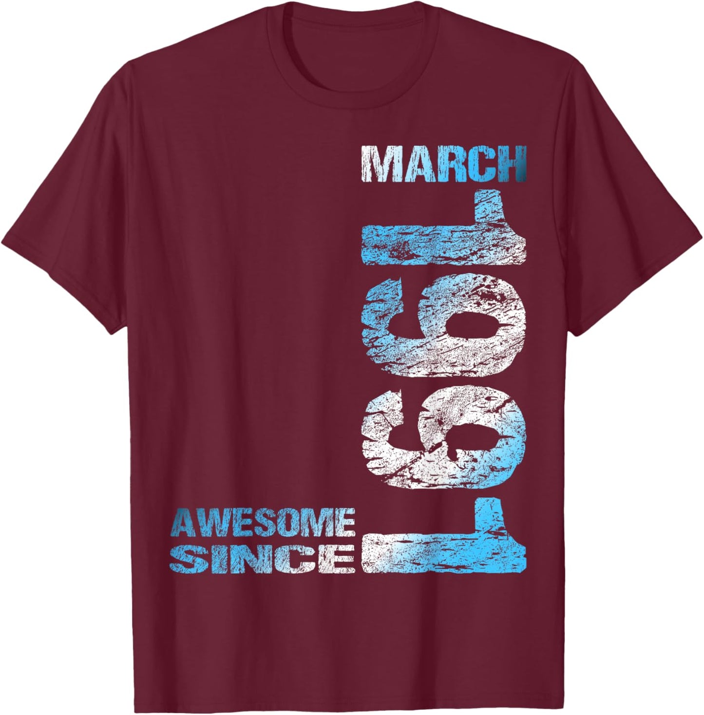 Awesome Since March 1991 35th Birthday T-Shirt - T-Shirt | Maroon