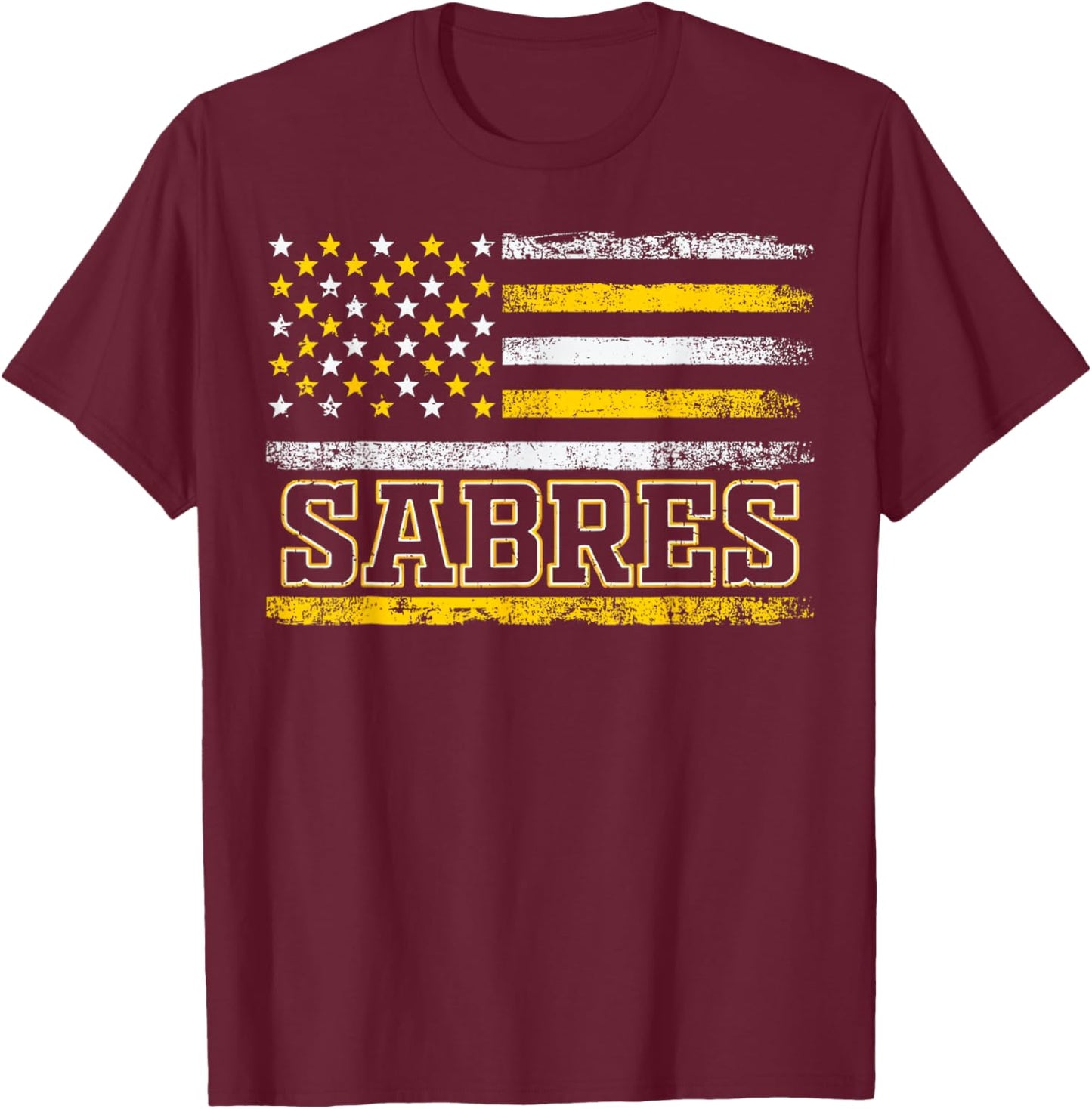 Vintage Sabres US Flag Retro Gifts Women Kids T-Shirt - T-Shirt | Maroon