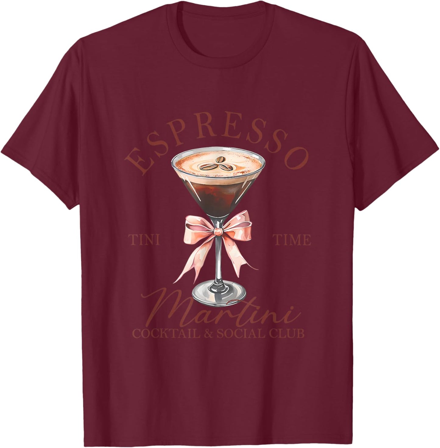 Espresso Martini Social Club Drinking Cocktail T-Shirt - T-Shirt | Maroon