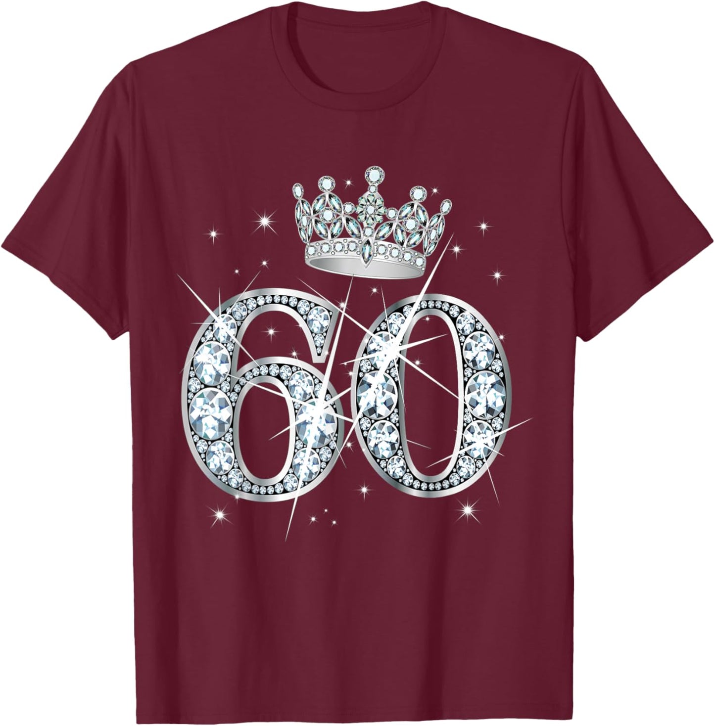 60th Birthday Queen Women Girls 60 Years Old Diamond Crown T-Shirt - T-Shirt | Maroon