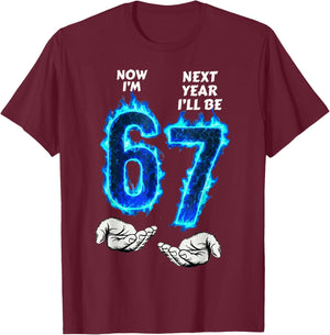 6th Birthday Boys Girls 6 7 Now I'm 6 Next Year I'll be 7 T-Shirt - T-Shirt | Maroon
