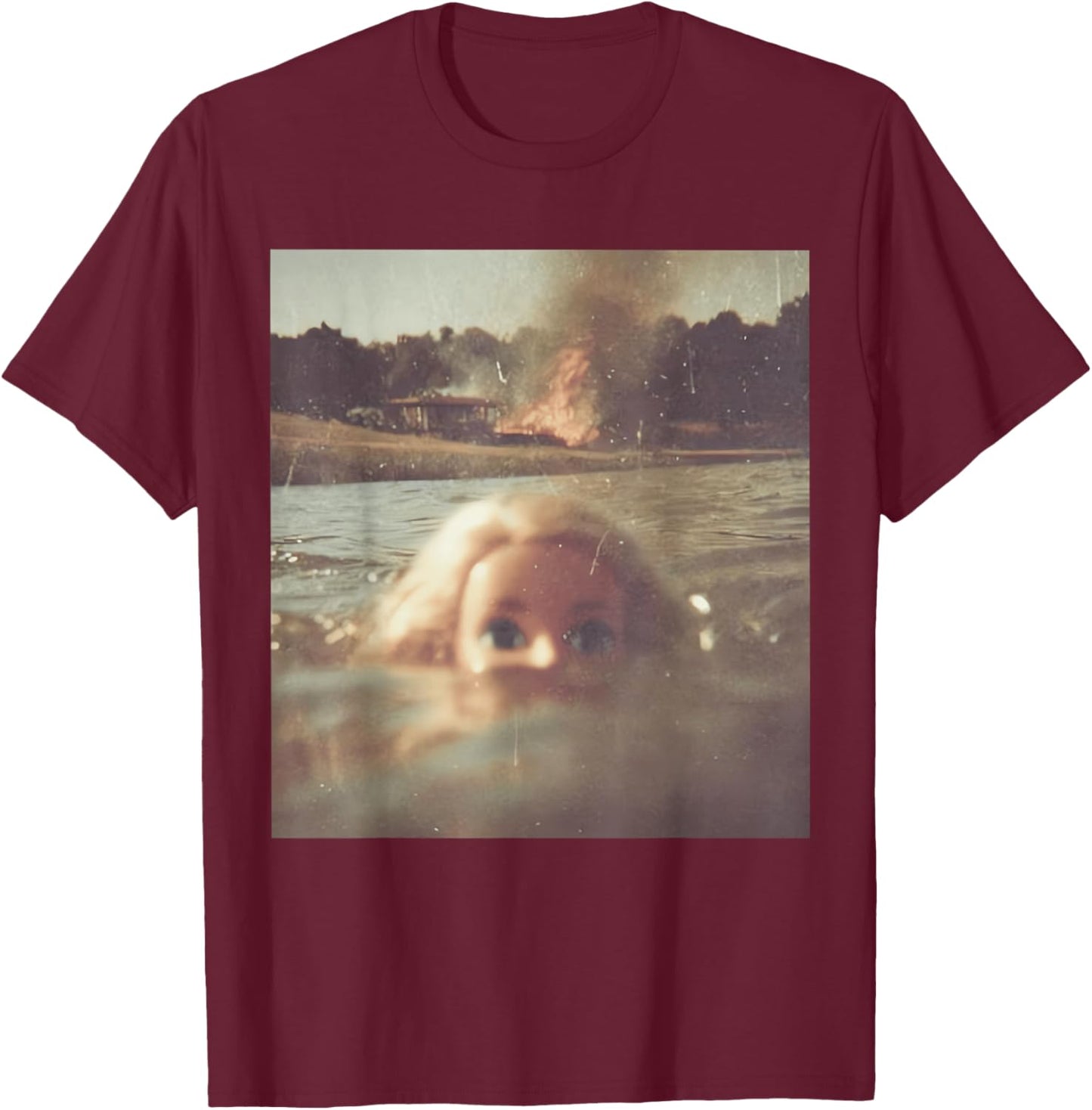 Funny Doll Face Swimming Meme T-Shirt - T-Shirt | Maroon