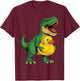 T-Rex Holding Rubber Duck Dinosaur Kids T-Shirt - T-Shirt | Maroon
