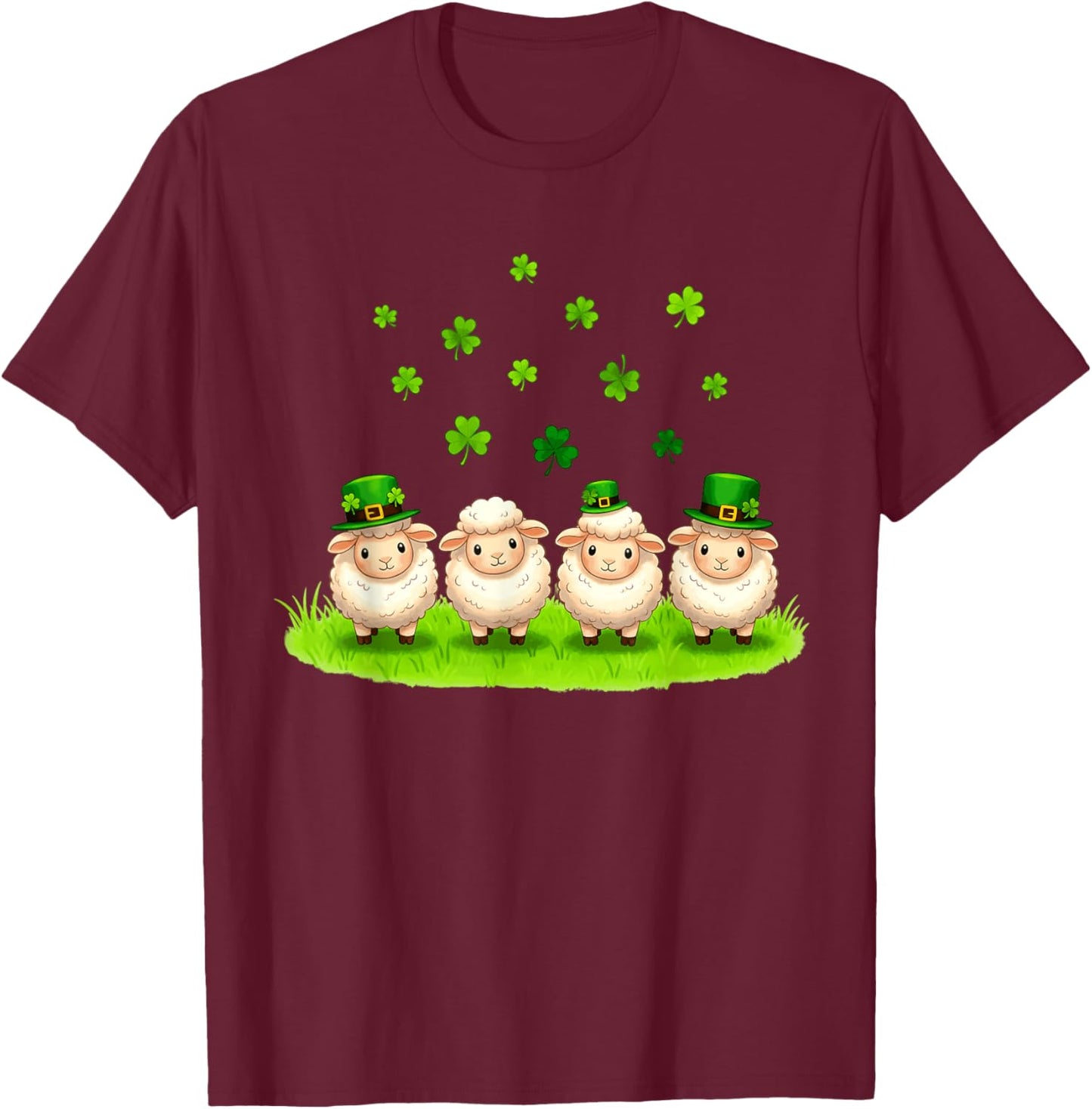 Funny Sheeps Leprechaun Shamrocks St Patrick's Day Kids Boys T-Shirt - T-Shirt | Maroon
