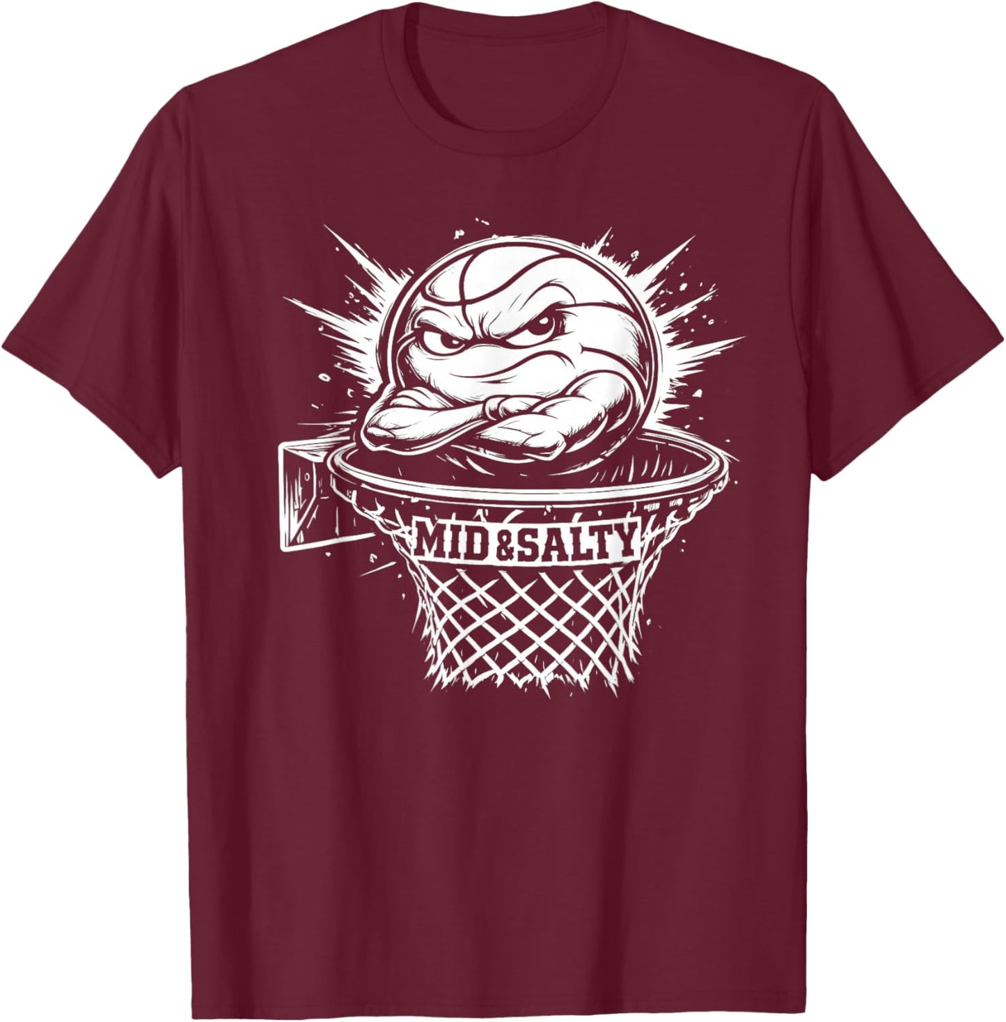 Mid and Salty Basketball Grumpy Ball T-Shirt - T-Shirt | Maroon