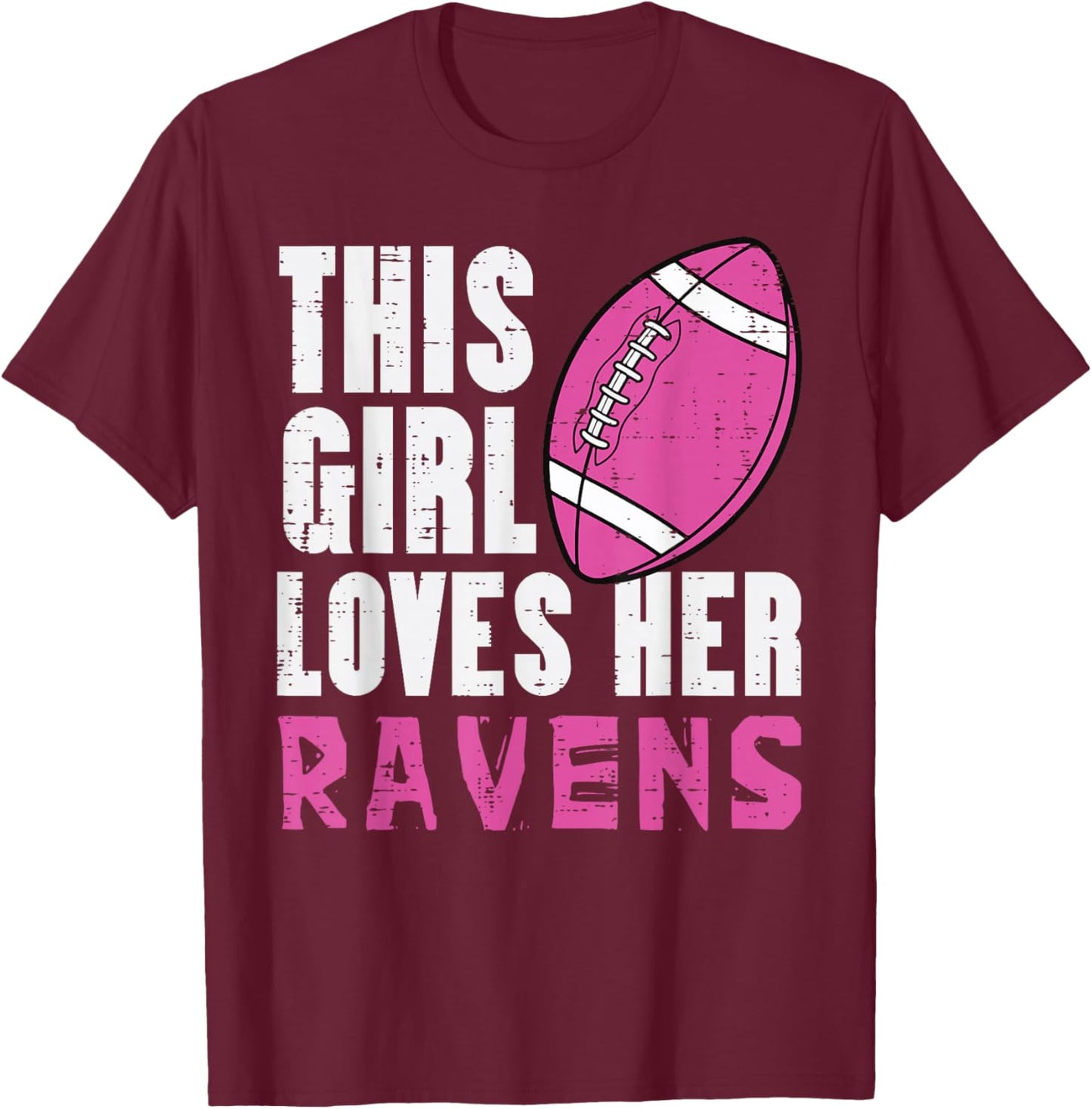 This Girl Loves Her Raven Women Kids Girls Youth Teen T-Shirt - T-Shirt | Maroon
