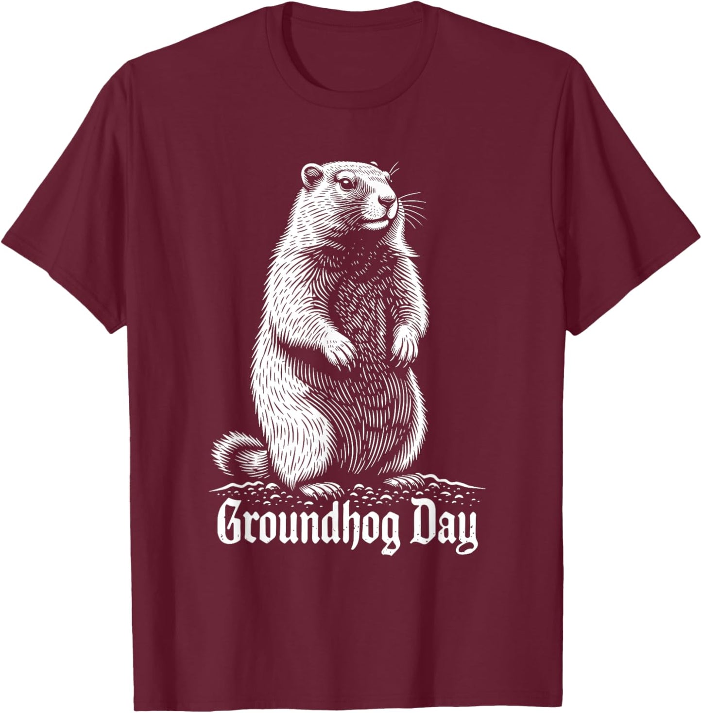 Punxy Phil's Groundhog Day Costume February 2nd Holiday T-Shirt - T-Shirt | Maroon
