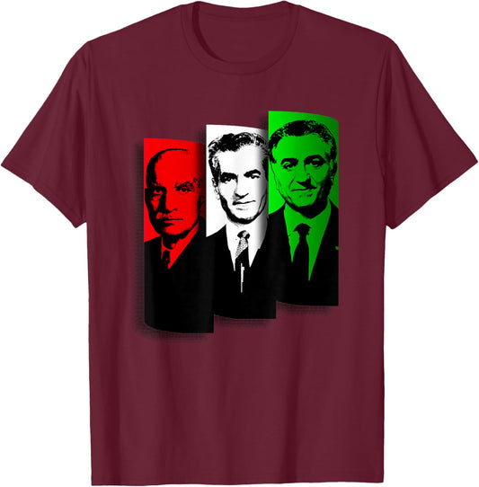 Shahs of Iran Pahlavi Monarchy Persian Leaders T-Shirt - T-Shirt | Maroon