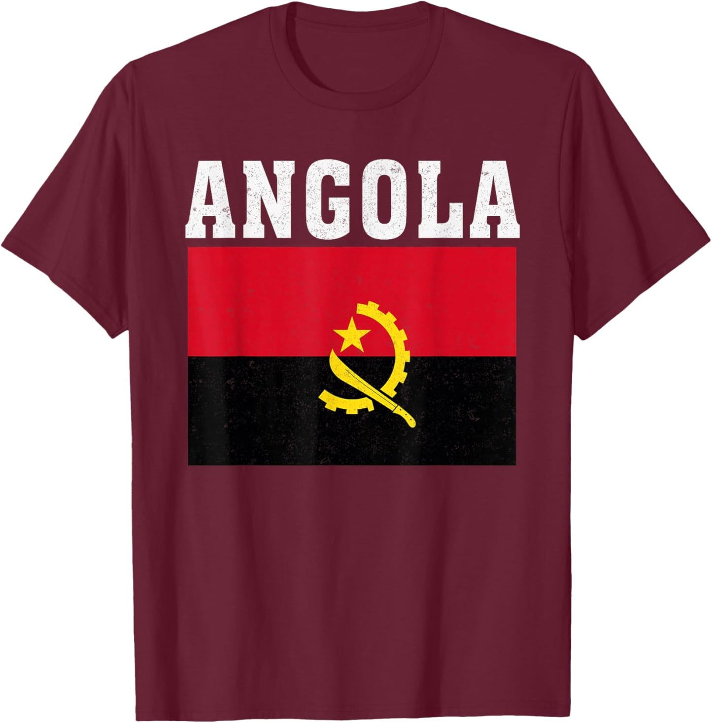 Angola Flag Patriotic National Roots Souvenir T-Shirt - T-Shirt | Maroon