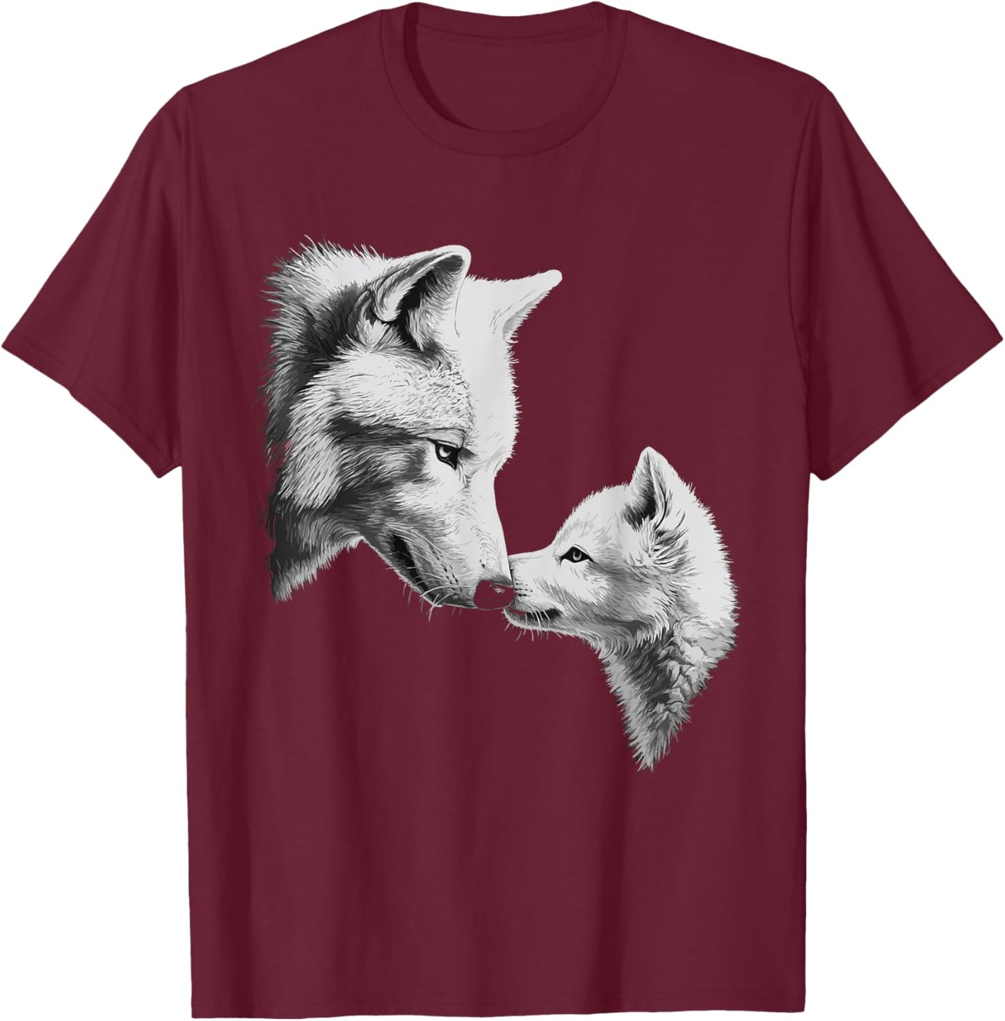 Wolf and Wolf Cub Men Wolf Lover Women Girls Cute Wolf T-Shirt - T-Shirt | Maroon