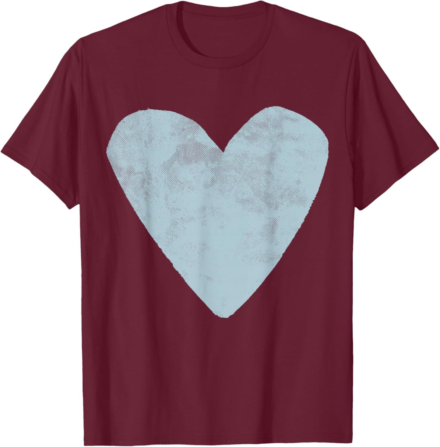 Cute Valentines Day Designer Heart Pastel Blue Valentine T-Shirt - T-Shirt | Maroon