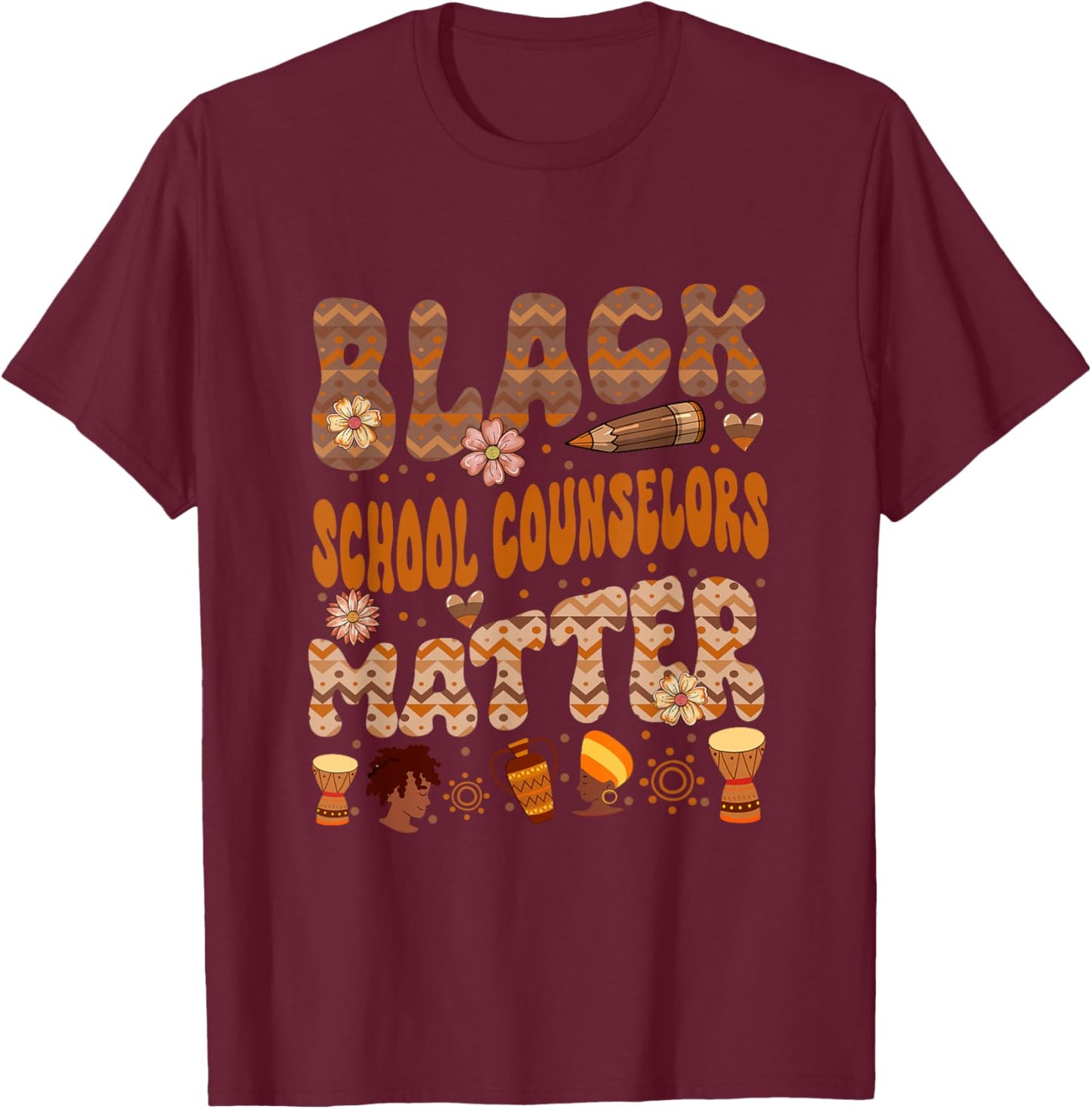 Black Costume School Counselor Job Proud Black History Month T-Shirt - T-Shirt | Maroon