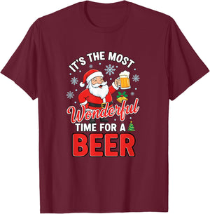 Christmas It's The Most Wonderful Time for A Beer T-Shirt - T-Shirt | Maroon