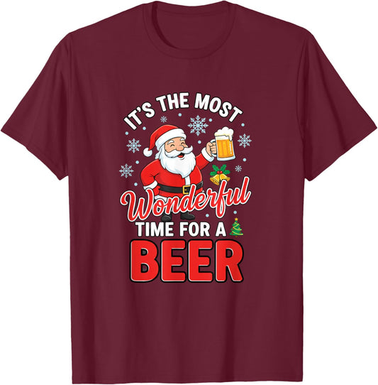 Christmas It's The Most Wonderful Time for A Beer T-Shirt - T-Shirt | Maroon