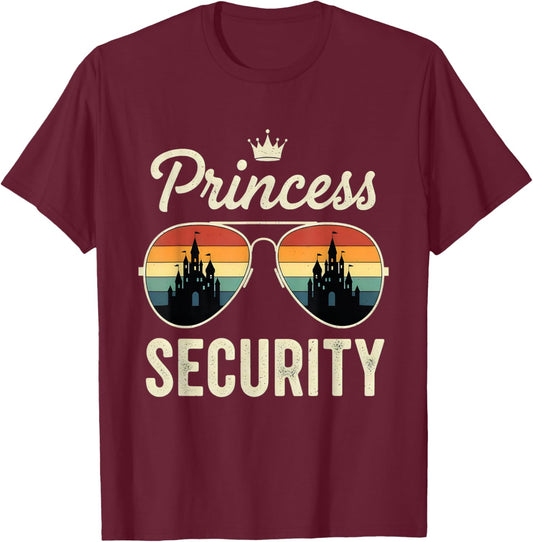 Princess Security Protection Retro Castle Family Matching T-Shirt - T-Shirt | Maroon