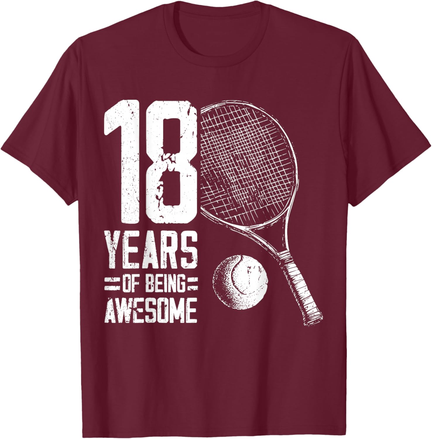 18th Birthday Boys Tennis Player Tennis 18 Years Old T-Shirt - T-Shirt | Maroon