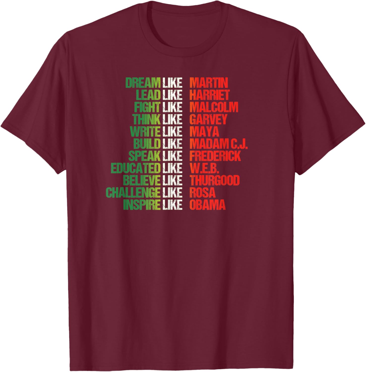 Greatest African-American Leaders Black History Month T-Shirt - T-Shirt | Maroon