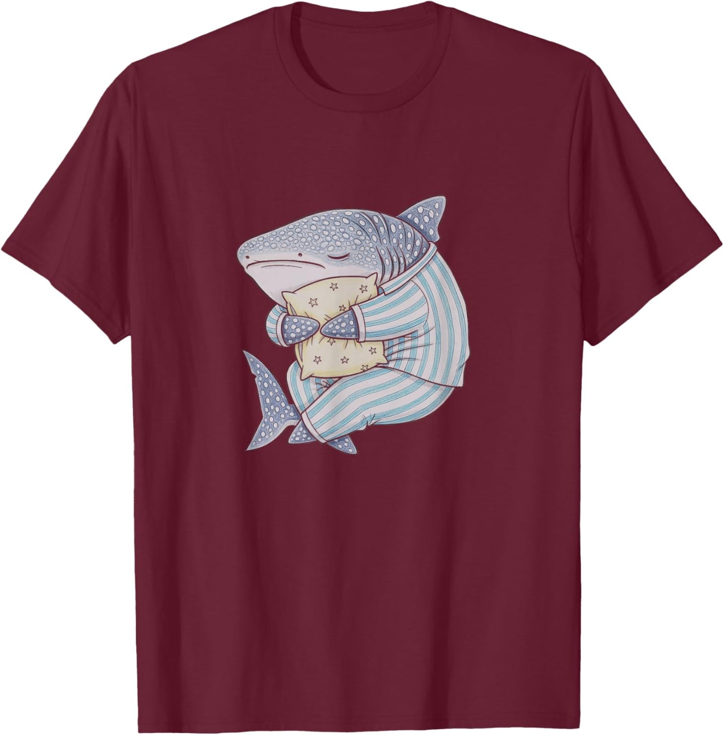 Sleeping Pajama Whale Shark Drawing Art Design T-Shirt - T-Shirt | Maroon