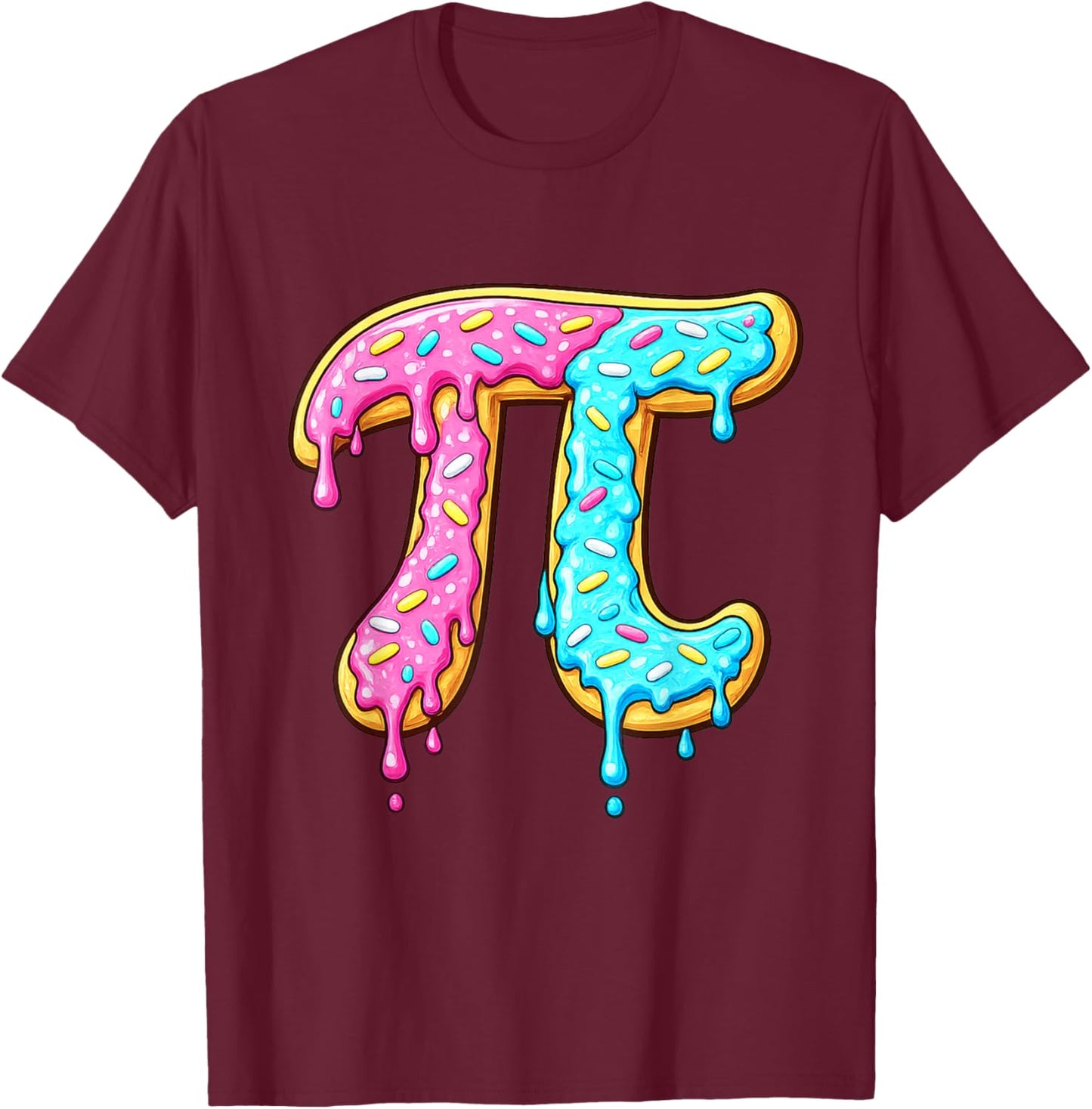 Pi Day Kids Dripping Ice Cream Pi - Funny Math Food 3.14 T-Shirt - T-Shirt | Maroon