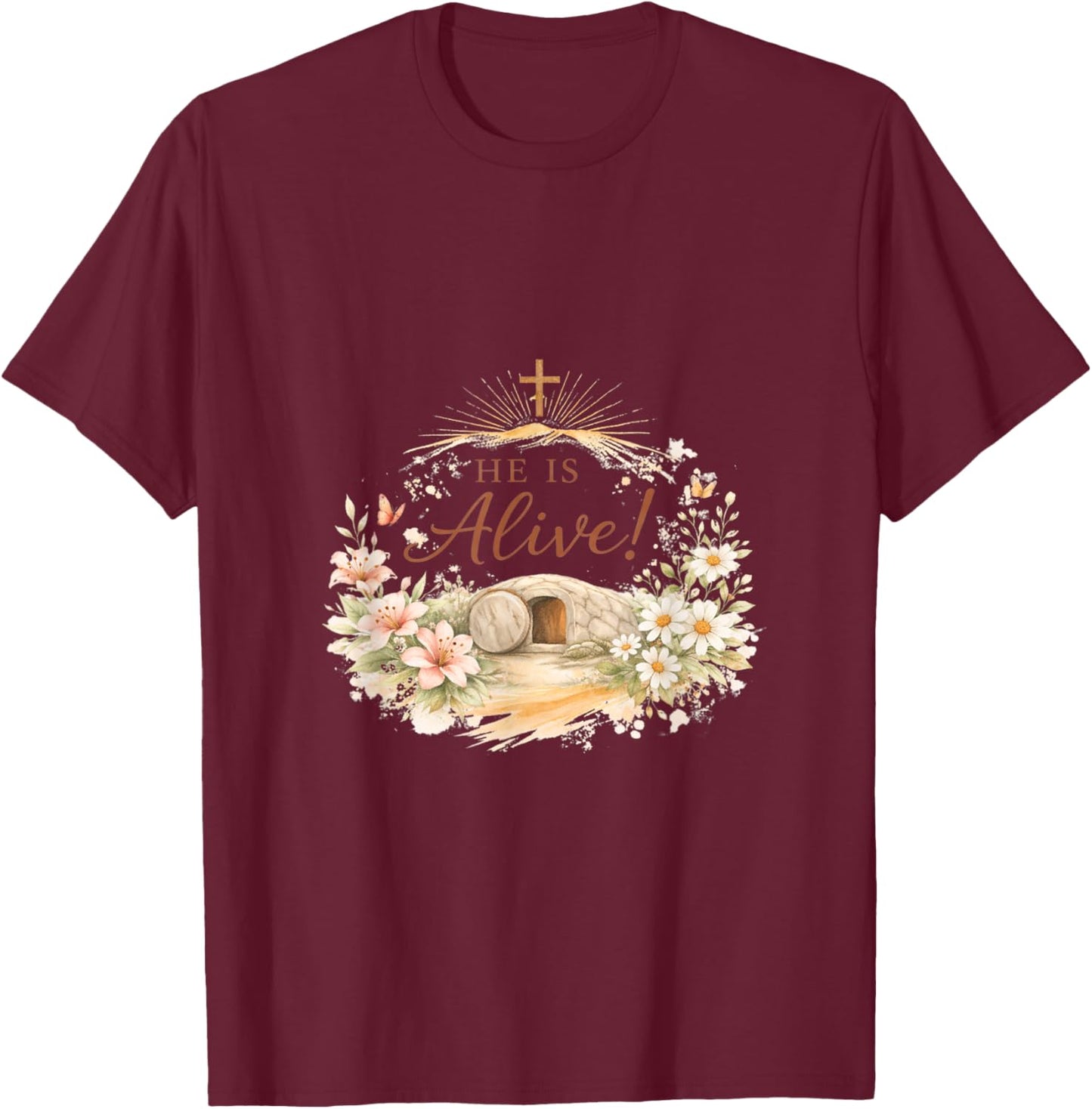 Easter Blessings – Faith, Family, & Joyful Spring T-Shirt - T-Shirt | Maroon