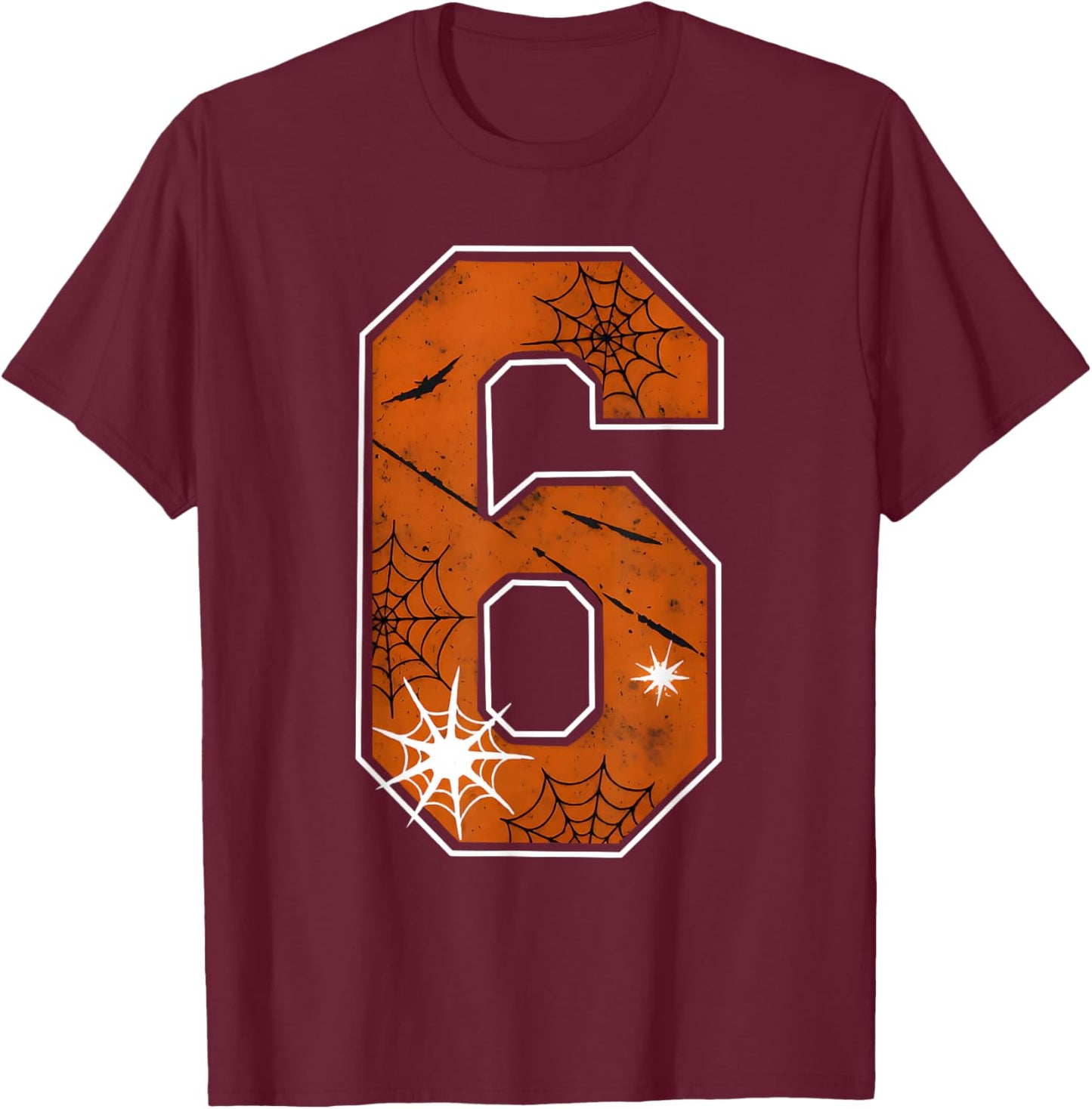 6 7 Funny Halloween Costume with Spider Web Trend Couples T-Shirt - T-Shirt | Maroon