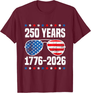 250 Years American Flag 1776-2026 250th Birthday 4th of July T-Shirt - T-Shirt | Maroon
