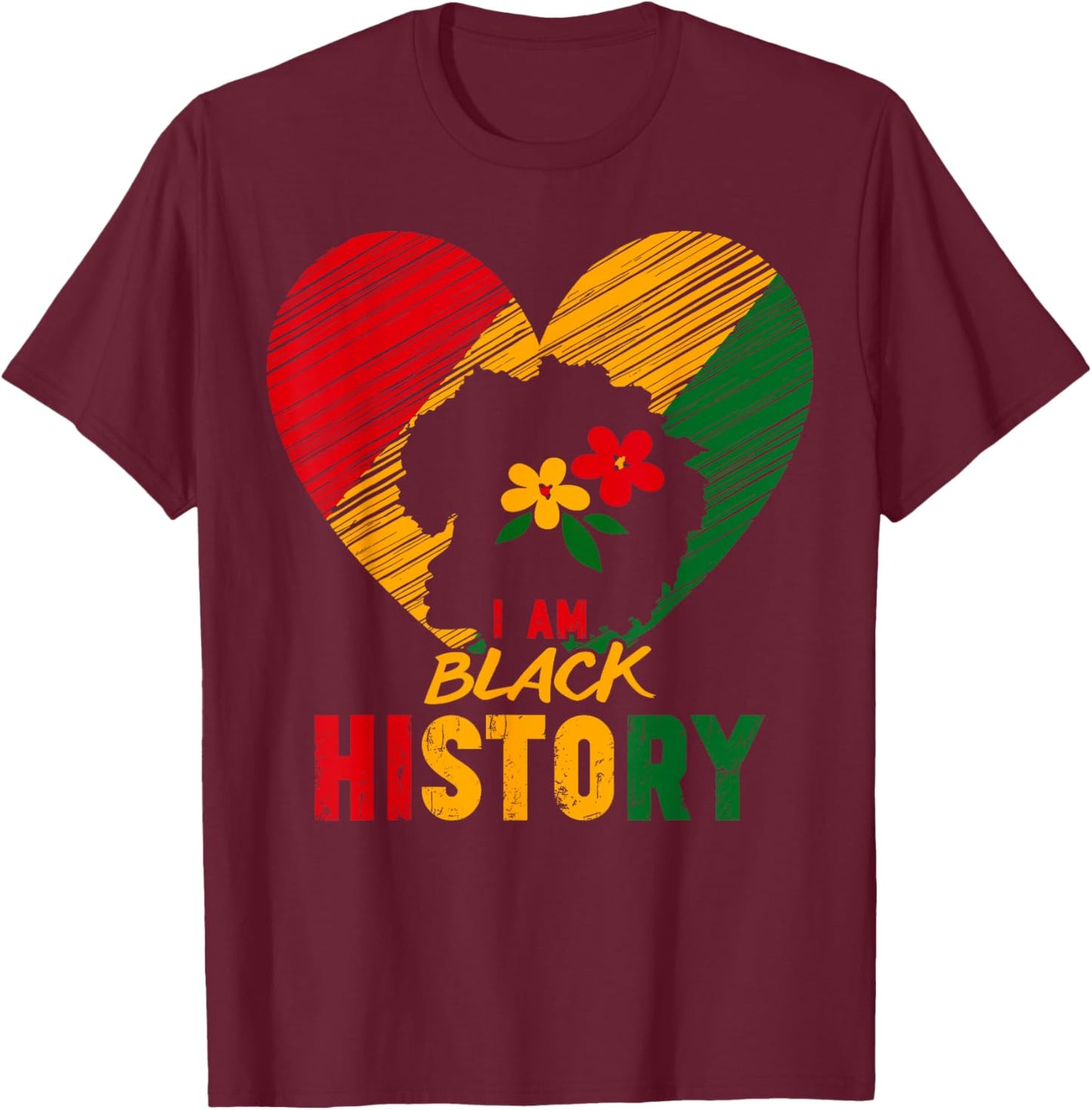Black History Month African Pride Heart Love Melanin Women T-Shirt - T-Shirt | Maroon