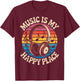Music is My Happy Place - Retro Headphones Vibes T-Shirt - T-Shirt | Maroon
