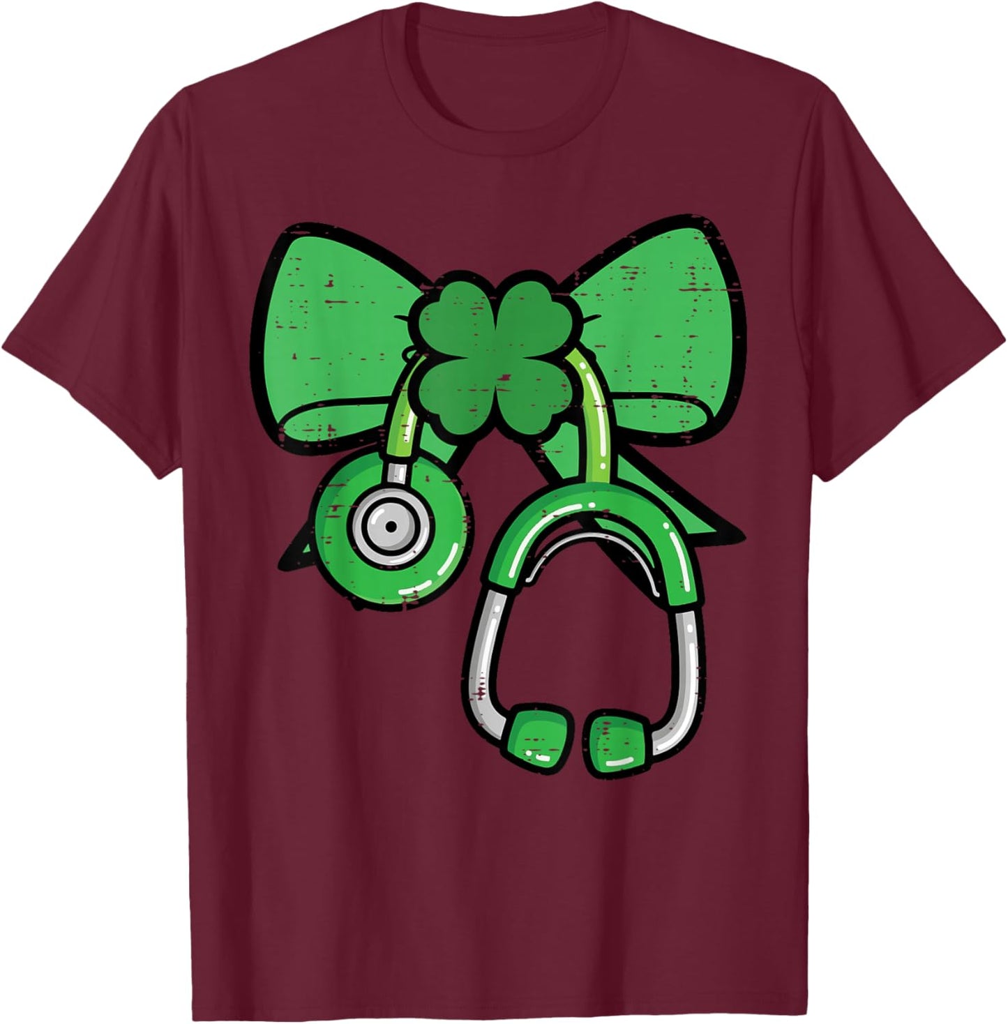 St Patricks Day Nurse Stethoscope Saint Pattys Scrub Women T-Shirt - T-Shirt | Maroon