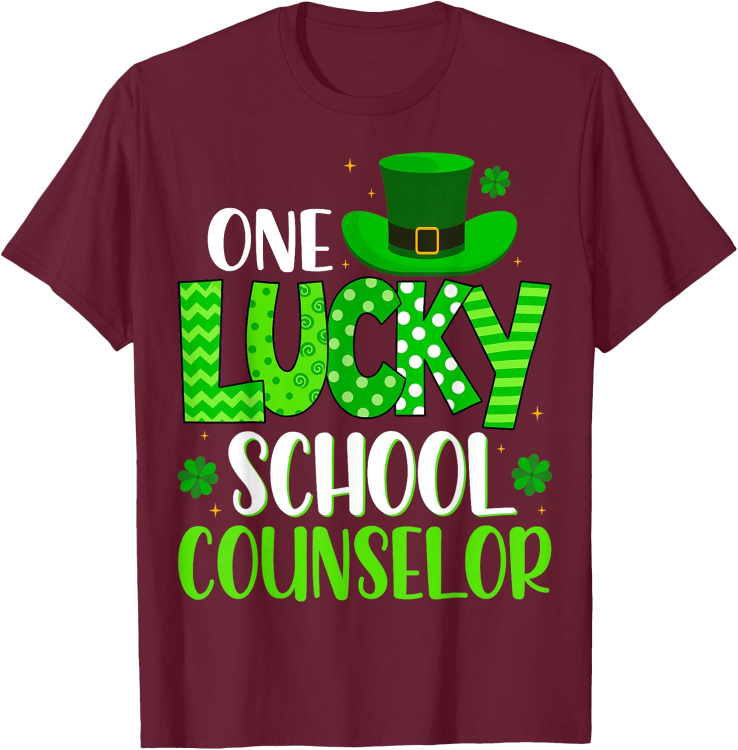 One Lucky School Counselor - St Patricks Day T-Shirt - T-Shirt | Maroon