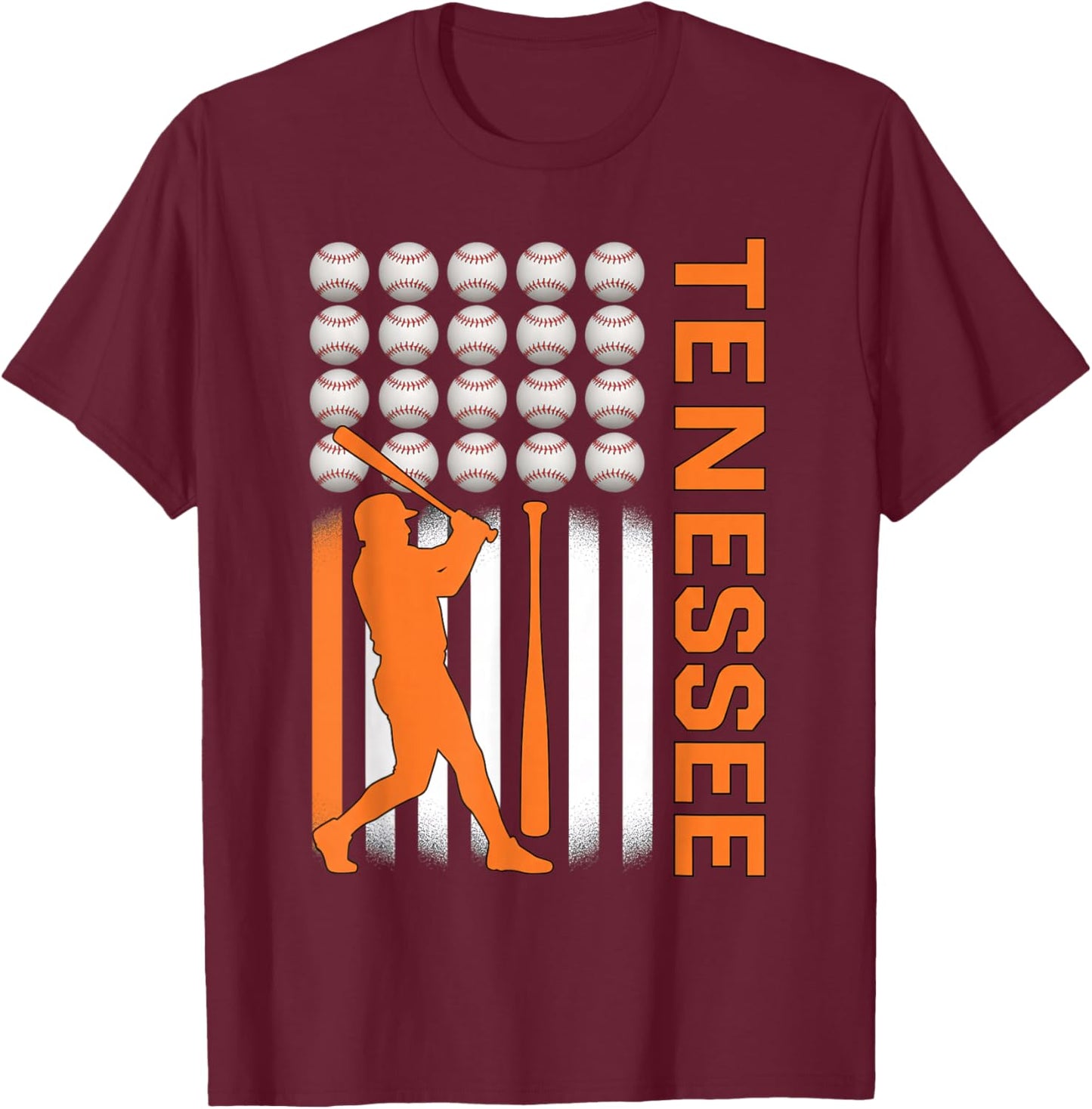 US States - Tennessee Baseball Vintage Varsity Design T-Shirt - T-Shirt | Maroon