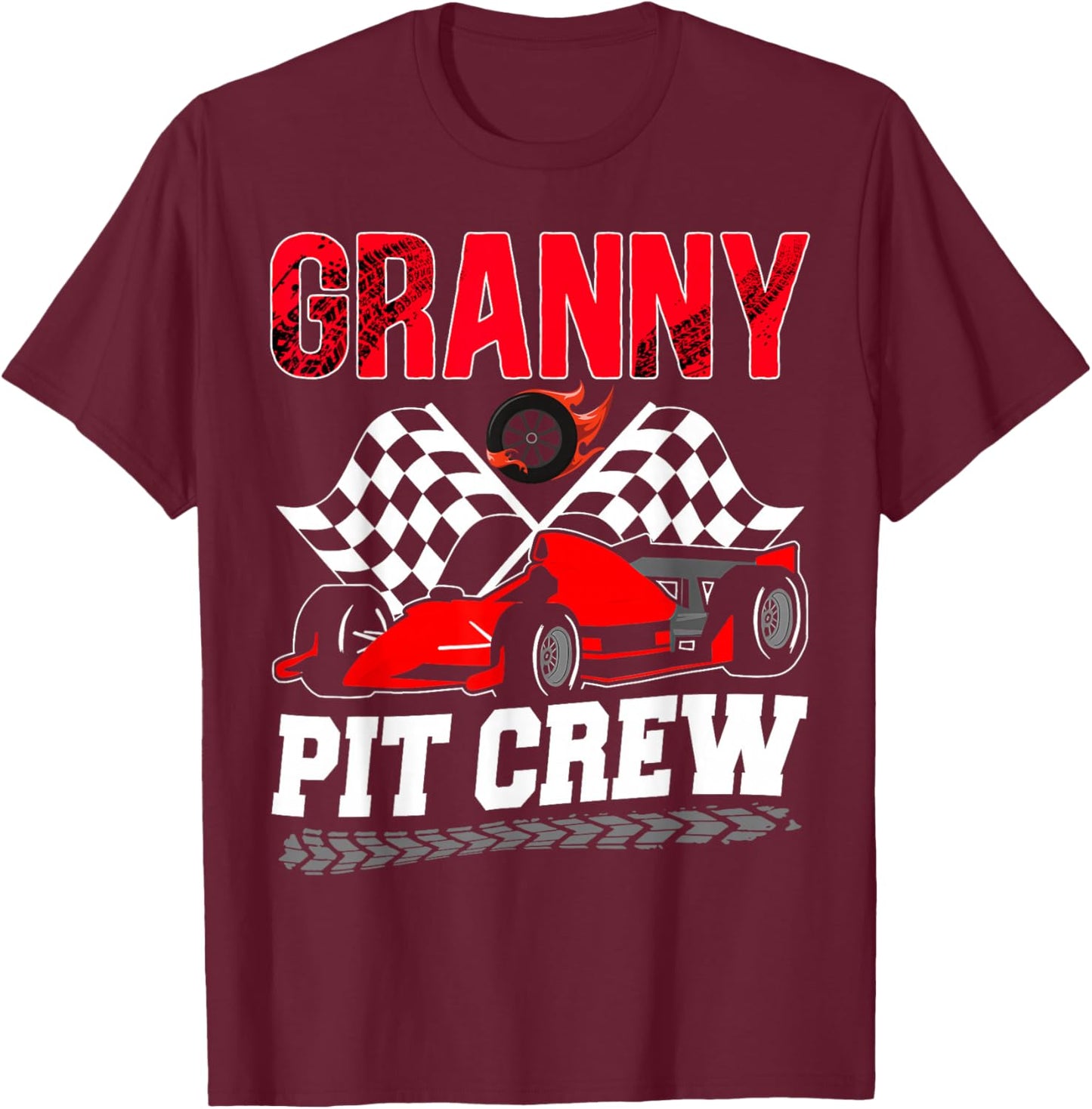 Granny Pit Crew Racing Family Race Car Birthday Boy T-Shirt - T-Shirt | Maroon