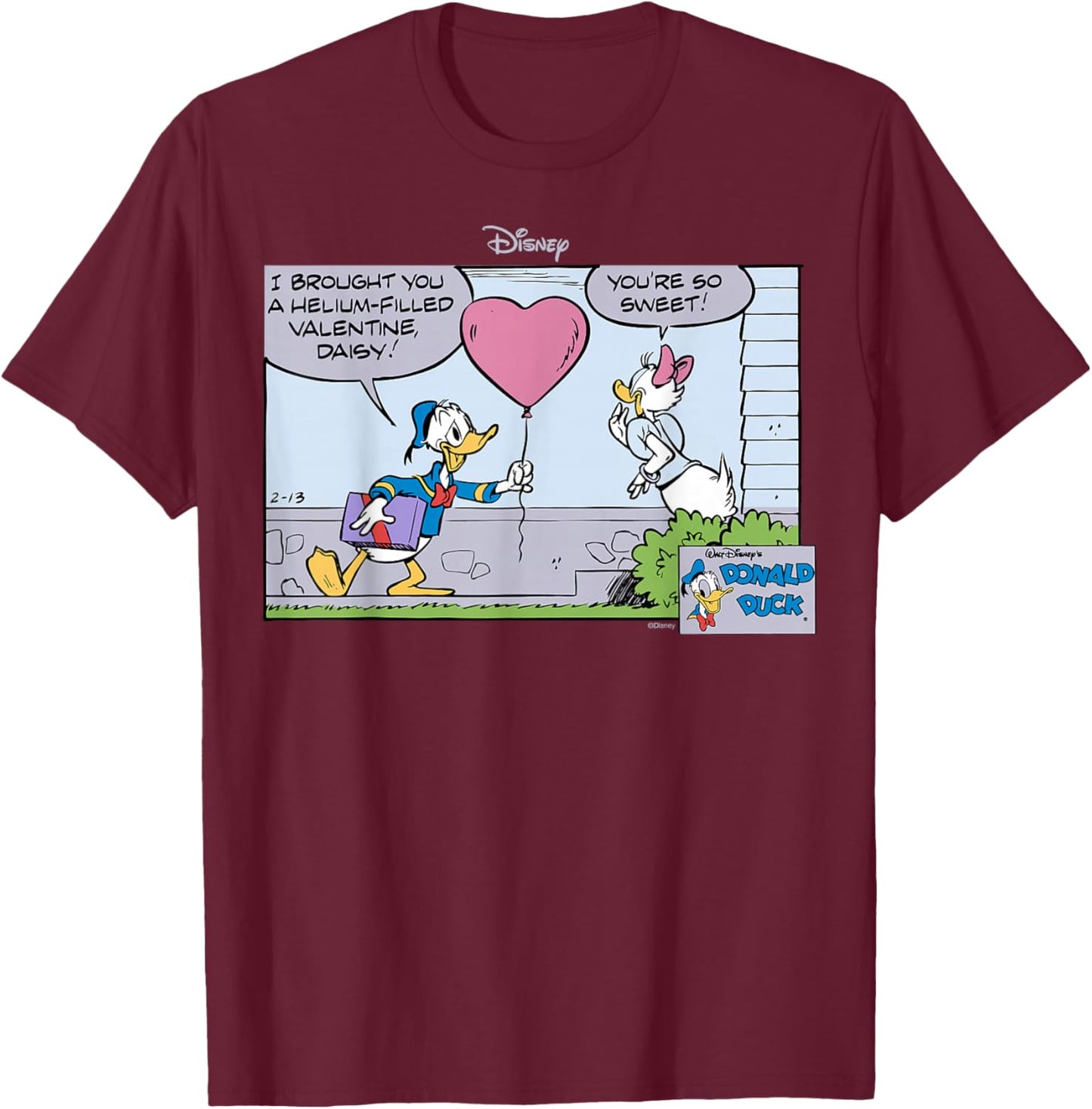 Disney Mickey and Friends Donald and Daisy Valentines T-Shirt - T-Shirt | Maroon