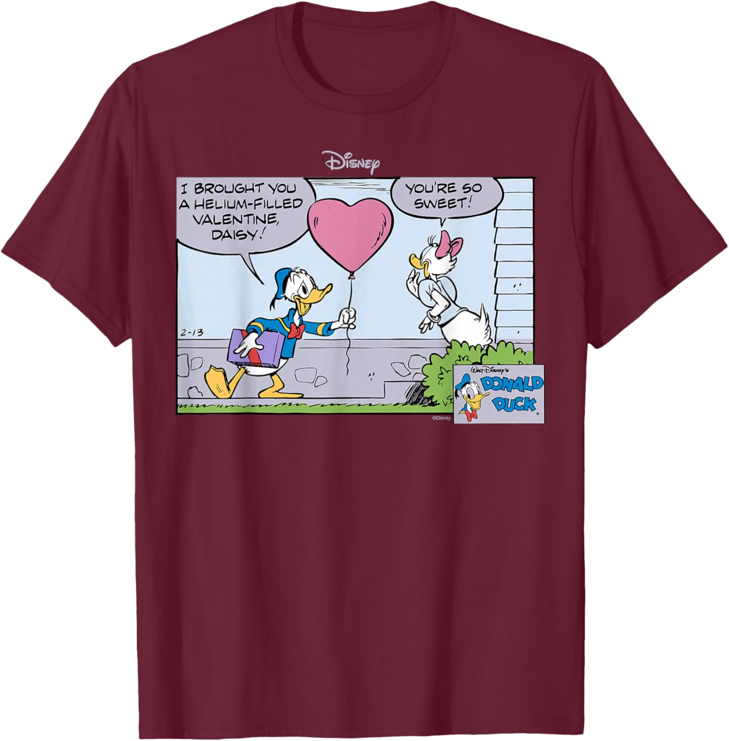 Disney Mickey and Friends Donald and Daisy Valentines T-Shirt - T-Shirt | Maroon