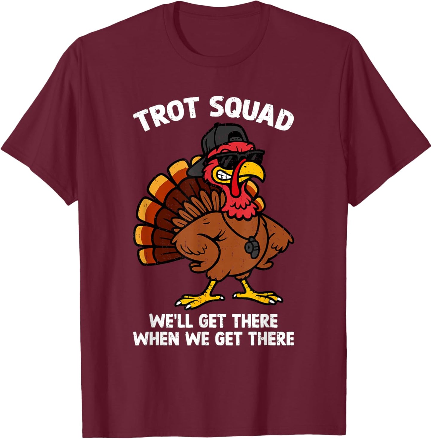Trot Squad Funny Turkey Trot Thanksgiving Running Boys Girls T-Shirt - T-Shirt | Maroon