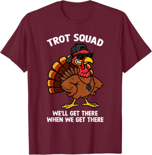 Trot Squad Funny Turkey Trot Thanksgiving Running Boys Girls T-Shirt - T-Shirt | Maroon