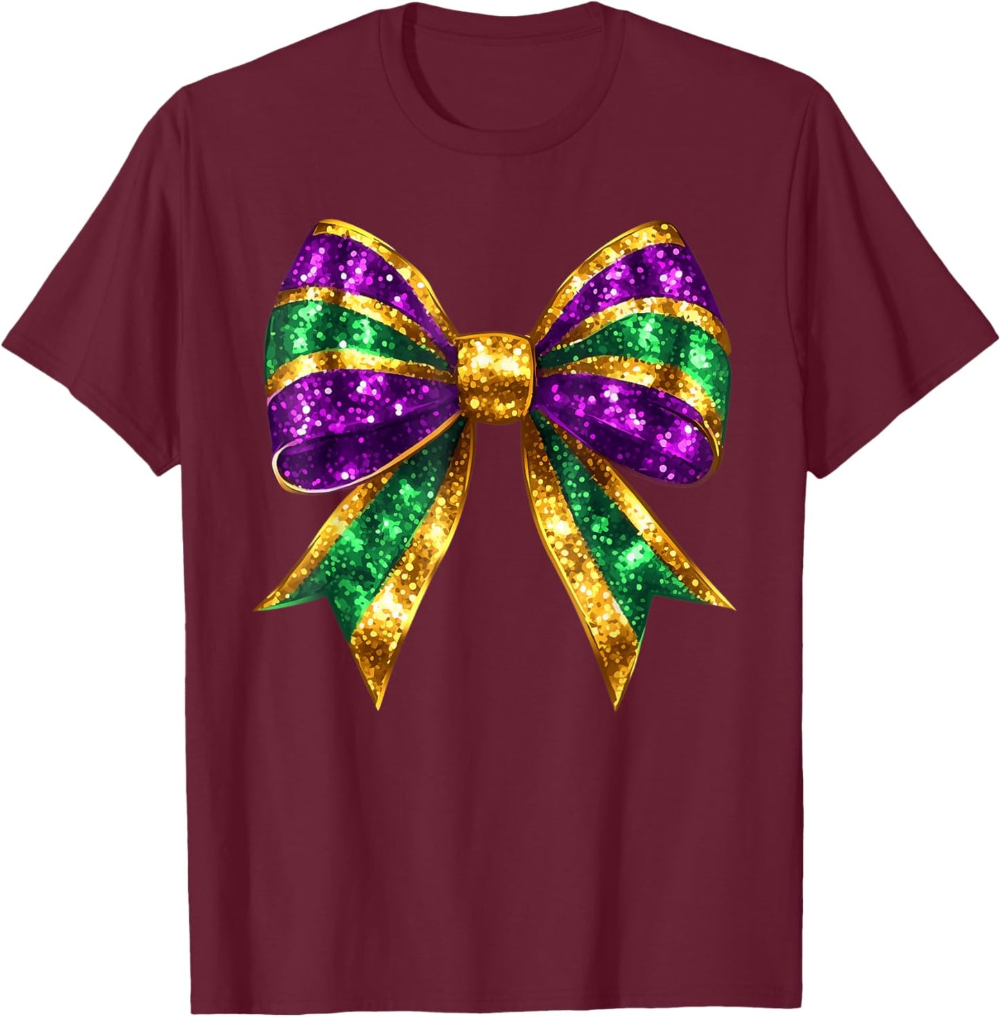 Mardi Gras Coquette Bow Fat Tuesday New Orleans Women Kids T-Shirt - T-Shirt | Maroon