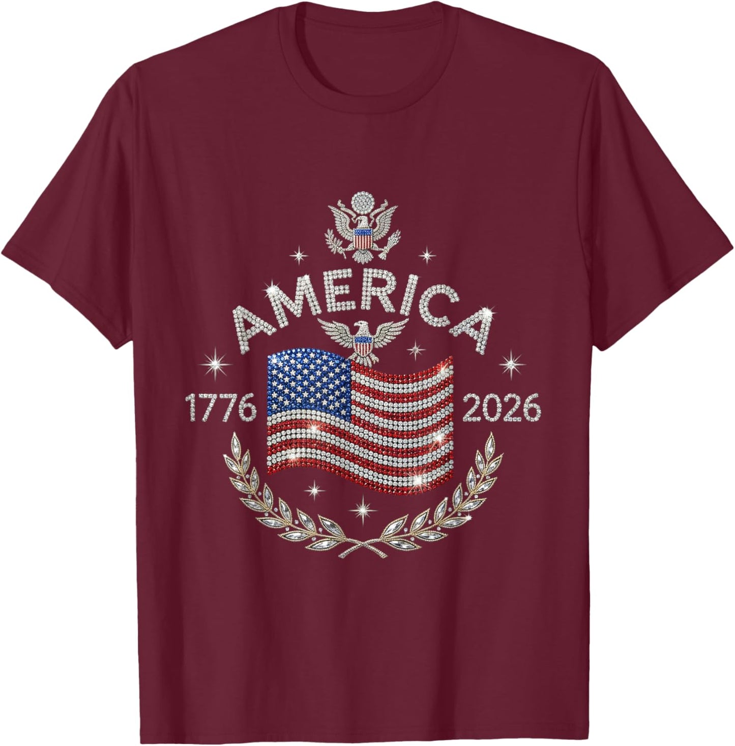 America 250th Anniversary USA Flag 1776 2026 Patriotic T-Shirt - T-Shirt | Maroon