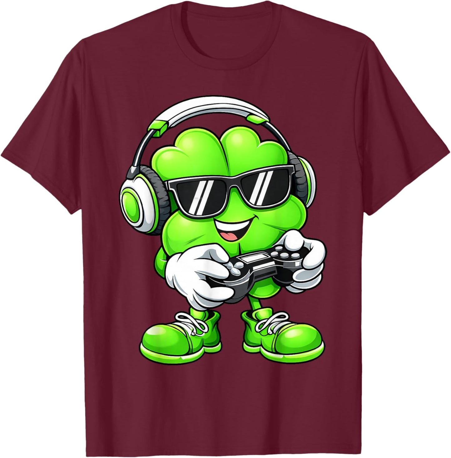 Funny Shamrock Gaming Game Irish St Patrick Day Men Boy T-Shirt - T-Shirt | Maroon