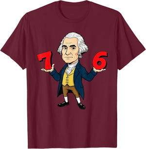 6-7 7-6 George Washington Shirt Six Seven American Design T-Shirt - T-Shirt | Maroon