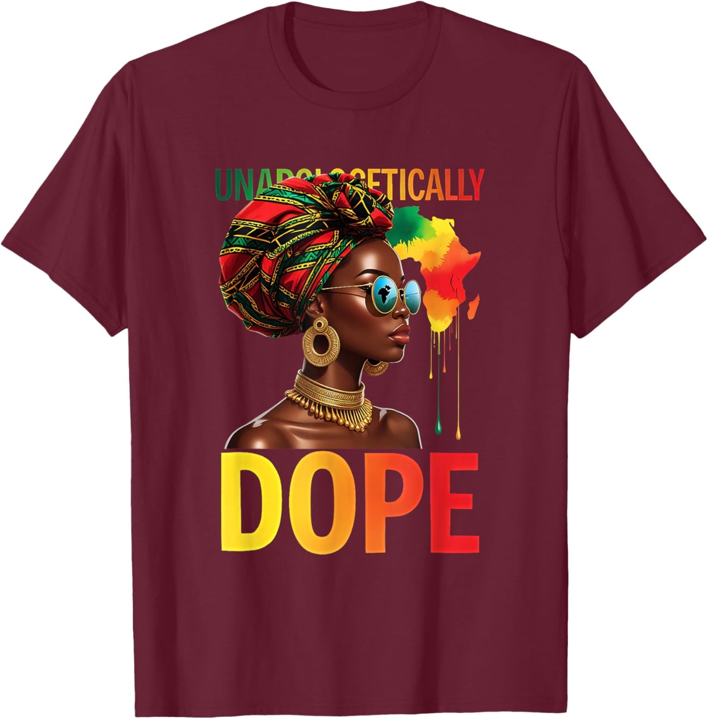 Melanin Queen Headwrap Rooted Faith Rising Afro God African T-Shirt - T-Shirt | Maroon