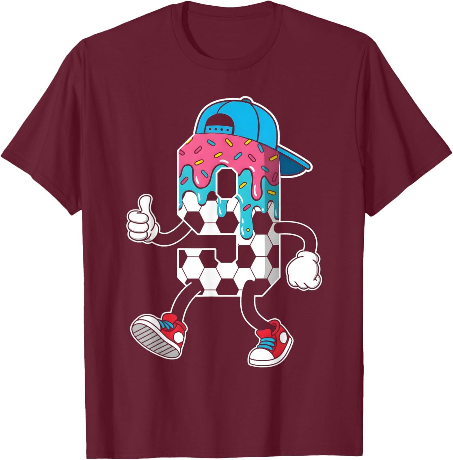 Soccer 9 Year Old Ice Cream Drip Youth 9th Birthday Boy 9 T-Shirt - T-Shirt | Maroon
