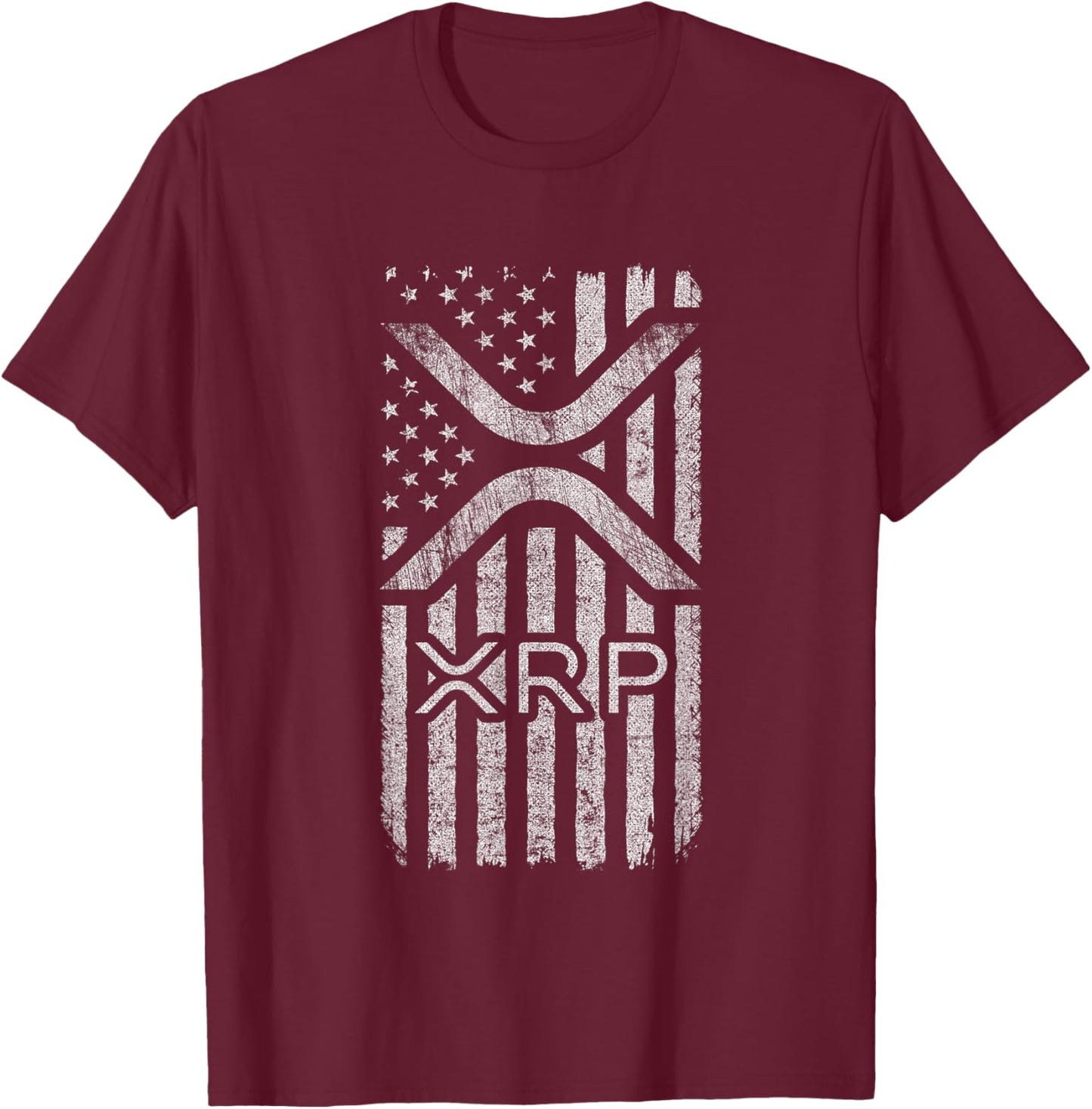 XRP Crypto - XRP Cryptocurrency - American Flag - XRP T-Shirt - T-Shirt | Maroon